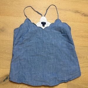 J. Crew Blue scalloped  tank Top